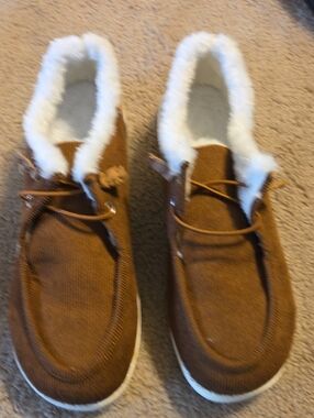 Brown Faux Fur Lined Slip-On loafers